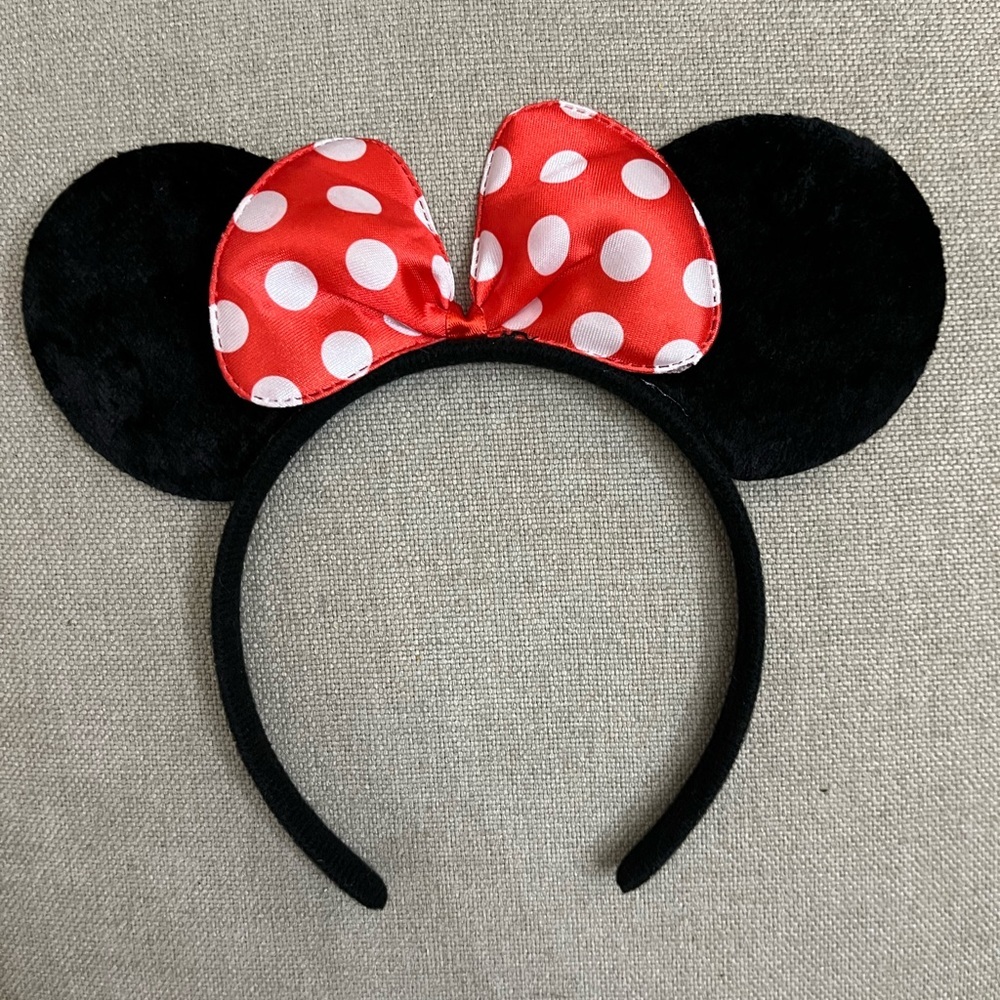 Minnie Mouse Headband Disney Ears Inspired Mickey Black and Red Polka Dot